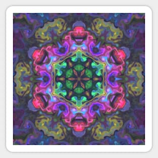 Psychedelic Hippie Flower Green Pink and Purple Sticker